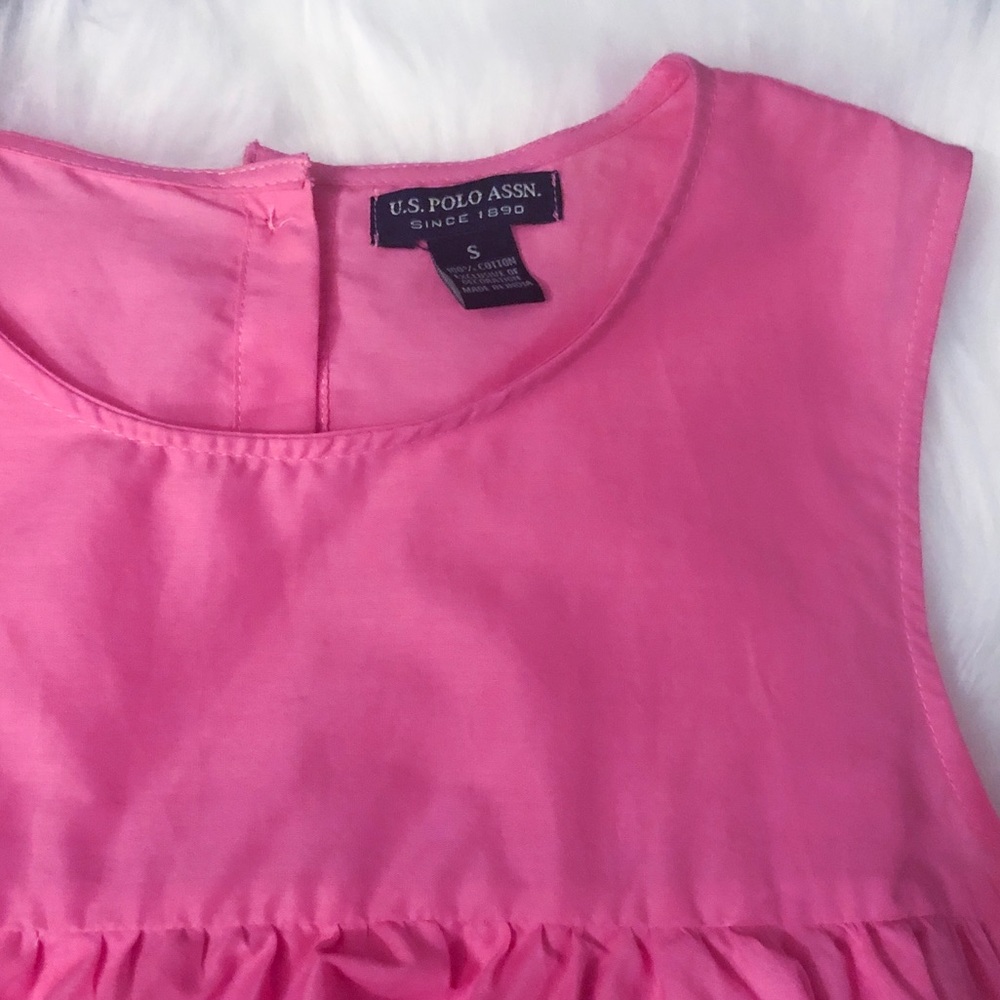 NWT✨ U.S. Polo Assn. Pink Ruffle Crop Top - Picture 3 of 6
